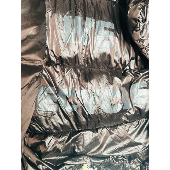 SAVE THE DUCK Ishya Puffer Black Brown Copper Moto Quilted Coat Jacket Size S - Picture 13 of 14